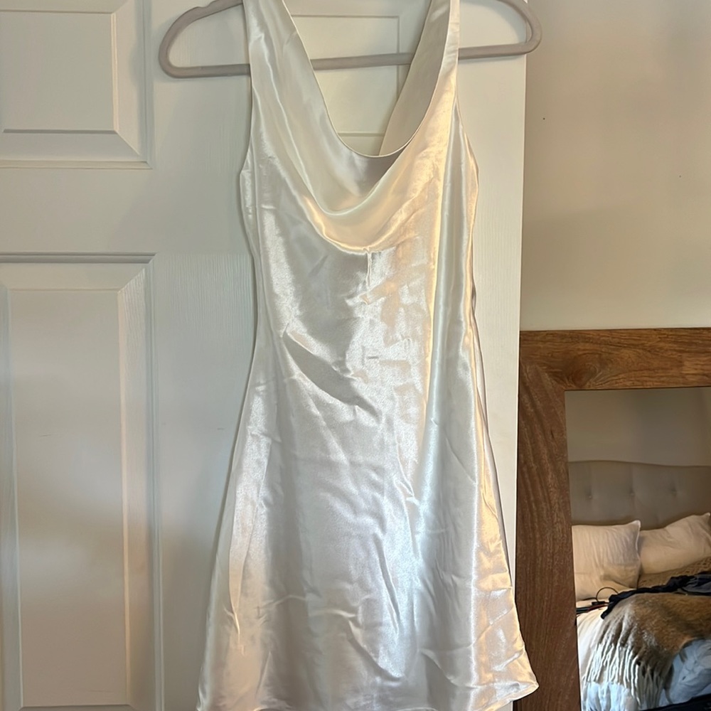 White Satin Backless/ Low Back Dress
